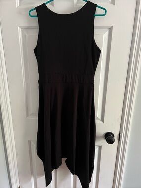 Pact Black Sleeveless Asymmetrical-Hem Midi Dress